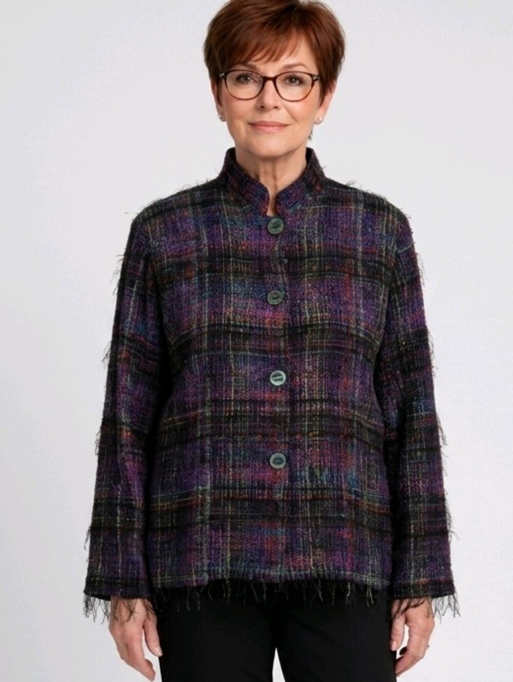 Rebecca Jane Noble Vintage Confetti Tweed Lagenlook Jacket Art To Wear XL Bx5